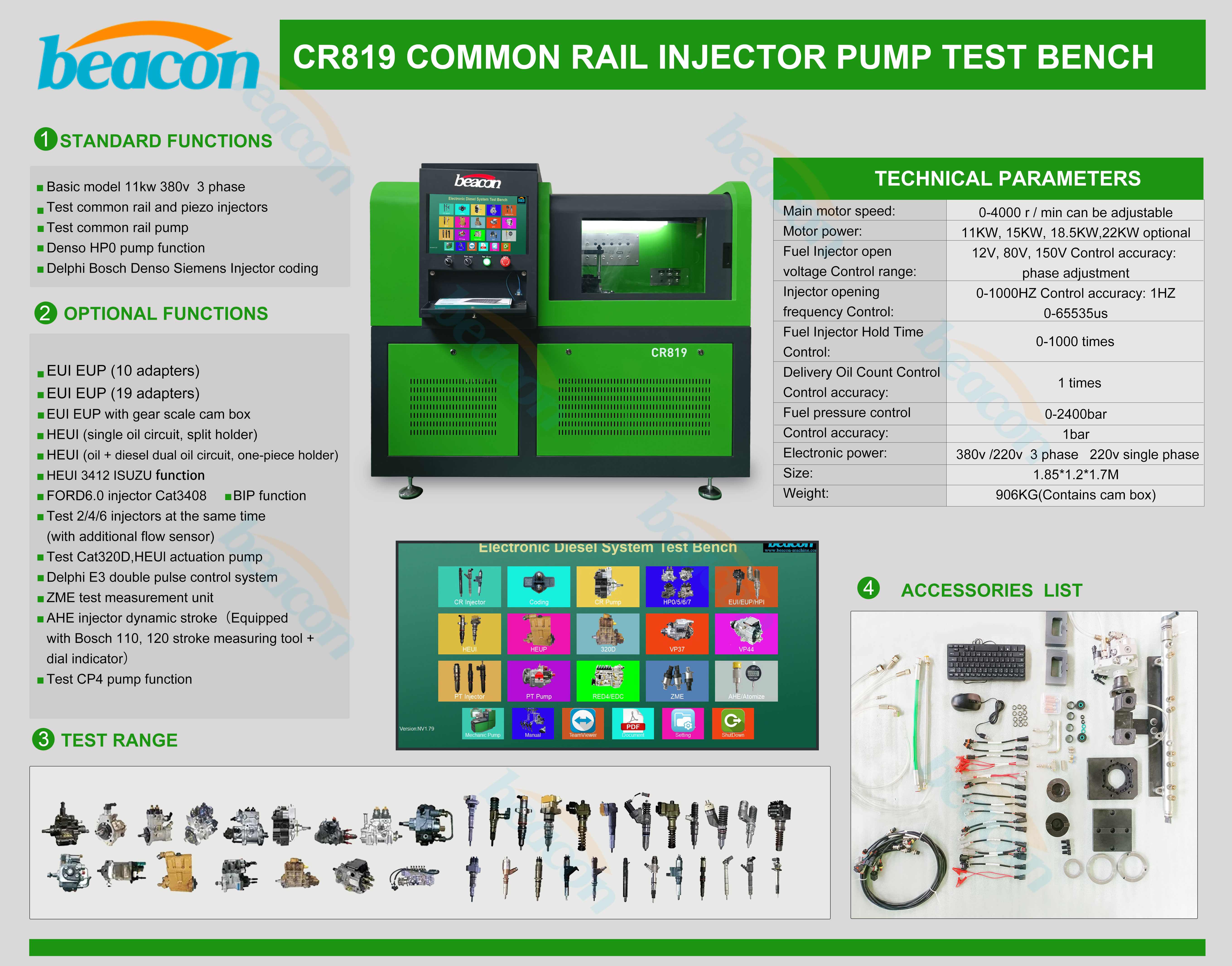 {CR819 Common Rail Injector and Pump test Bench with HEUI C7 C9}