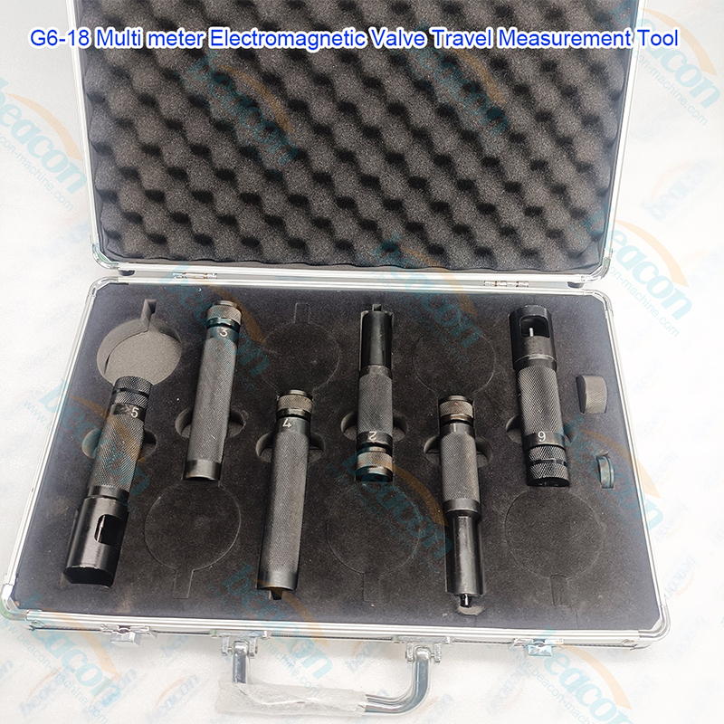 {G6-18 Common Rail Injector 6 Dial Indicators Solenoid Valve Stroke Measuring Tool Kit with Plastic Tray}