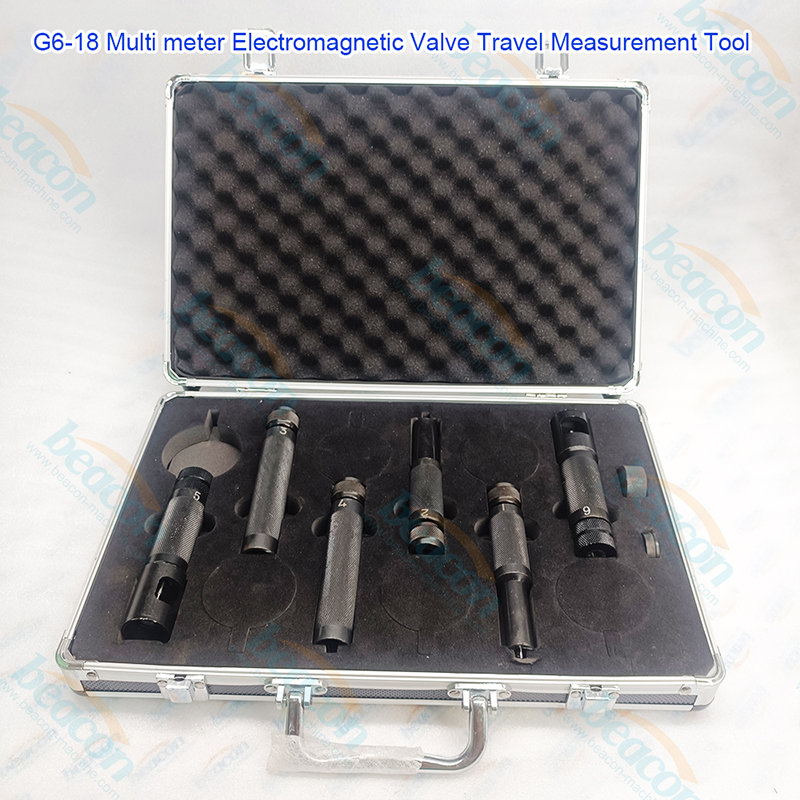 {G6-18 Common Rail Injector 6 Dial Indicators Solenoid Valve Stroke Measuring Tool Kit with Plastic Tray}