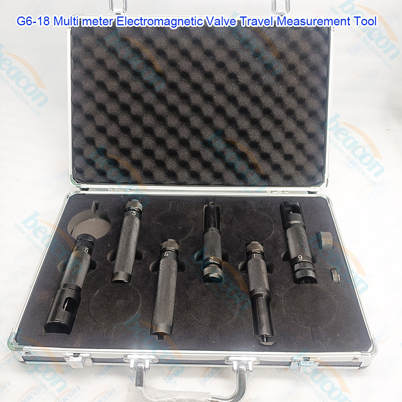 {G6-18 Common Rail Injector 6 Dial Indicators Solenoid Valve Stroke Measuring Tool Kit with Plastic Tray}