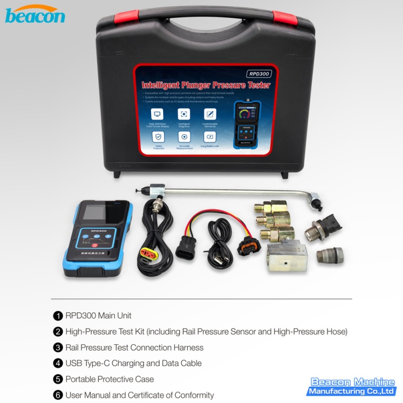 {Diesel Injection Pump Plunger Pressure Tester Gauge Fuel System Smart Digital Pressure Diagnostic Tool RPD300}