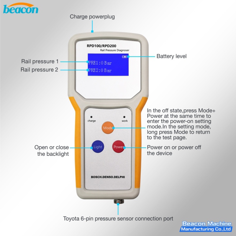 {Digital Common Rail Pressure Tester Diesel Fuel System High Pressure Diagnostic Gauge Simulator Tool RPD200}