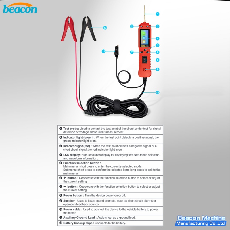{Automotive Electrical Circuit Tester Smart Power Probe Digital Voltage Component Scanner Diagnostic Tool P200}