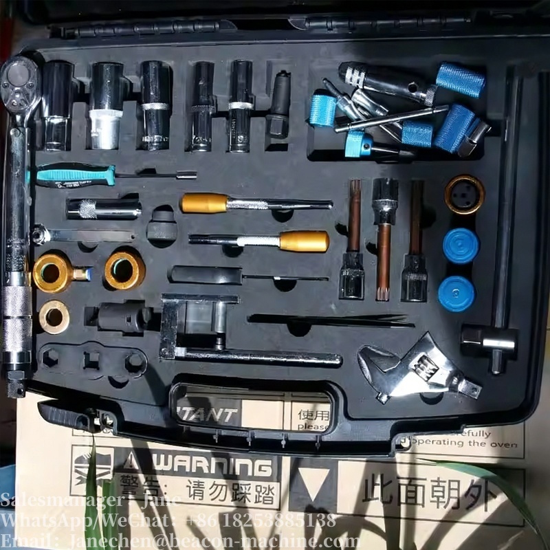 30 piece injector tool kit, common rail injector service tools, injector socket wrench set, solenoid valve tool, nozzle tightening socket, oil seal installer, injector repair kit, common rail disassembly tools