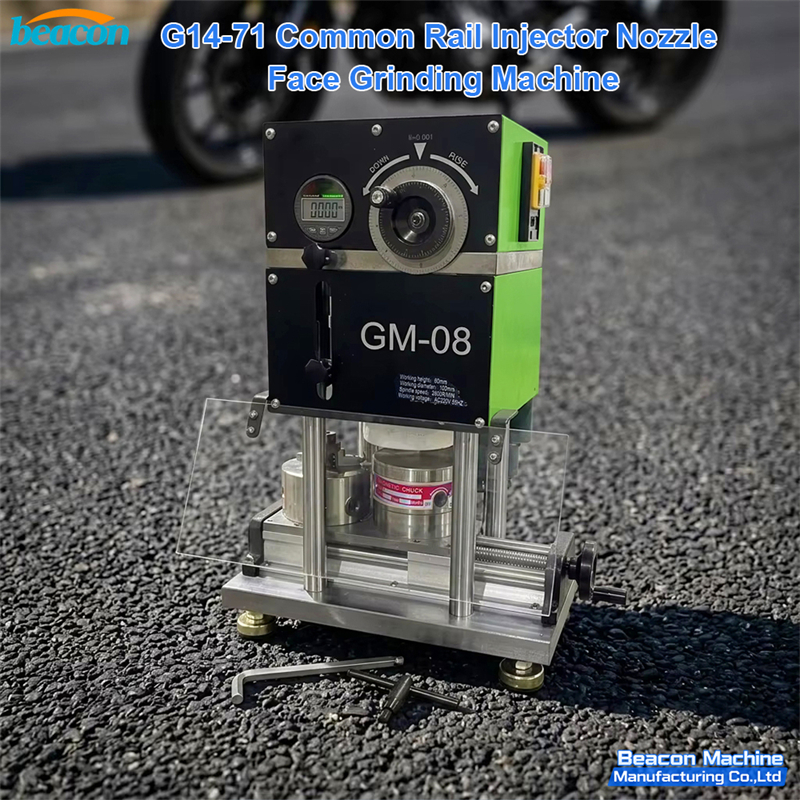 common rail injector grinding machine, nozzle face grinder, G14-71, injector lapping machine, common rail repair tool, diesel injector grinder, solenoid injector face grinding, piezo injector grinding, Bosch Denso Delphi injector service, injector recondition tool