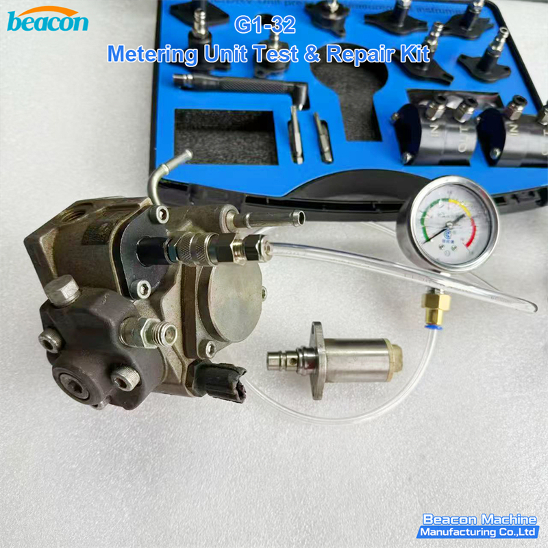 metering unit test kit, common rail metering unit repair, suction control valve tester, SCV diagnostic kit, Bosch CP1 CP3 metering, Denso HP0 metering, Delphi DFP metering, diesel pump calibration tool