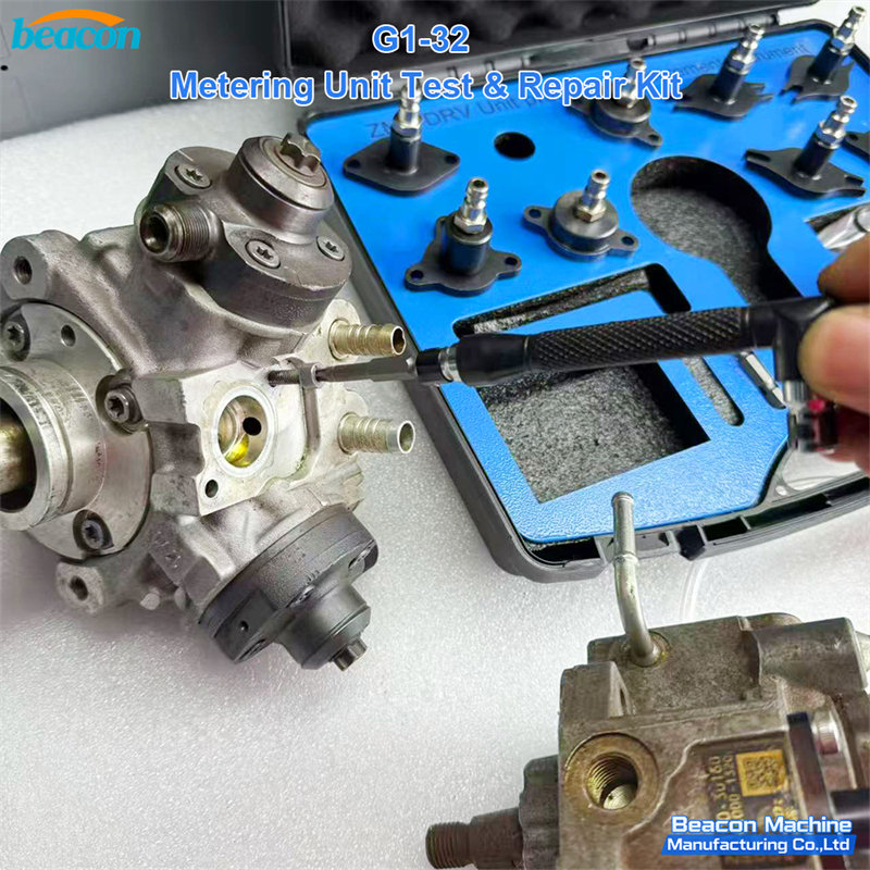 metering unit test kit, common rail metering unit repair, suction control valve tester, SCV diagnostic kit, Bosch CP1 CP3 metering, Denso HP0 metering, Delphi DFP metering, diesel pump calibration tool