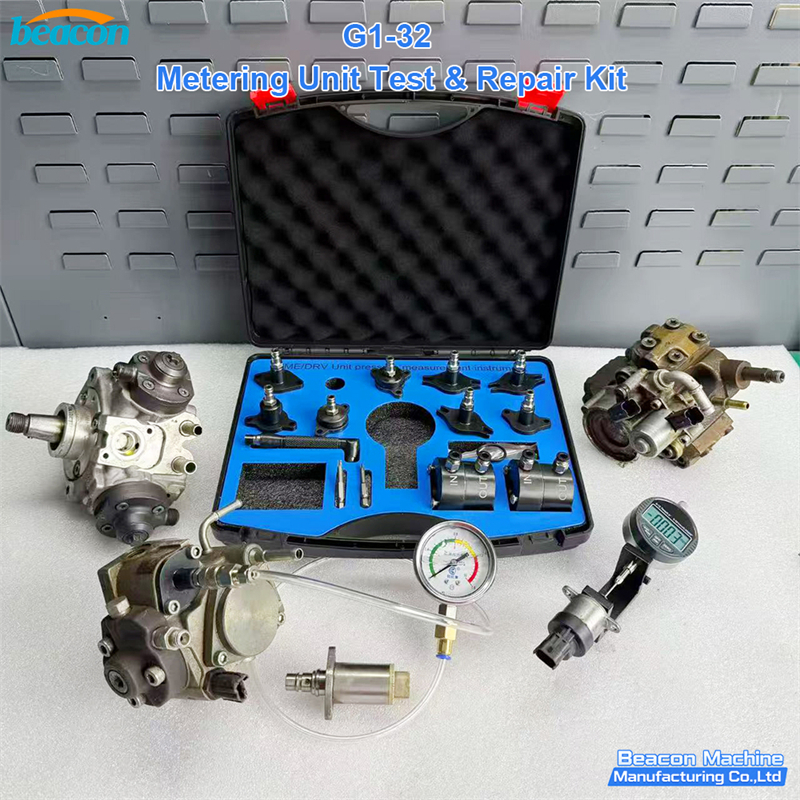 metering unit test kit, common rail metering unit repair, suction control valve tester, SCV diagnostic kit, Bosch CP1 CP3 metering, Denso HP0 metering, Delphi DFP metering, diesel pump calibration tool
