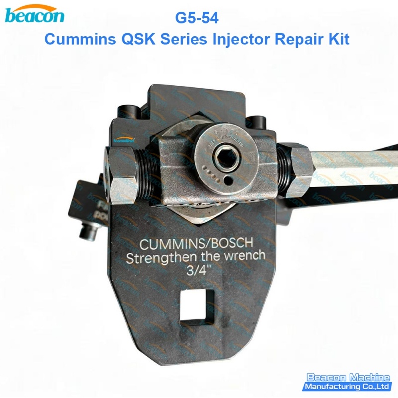 cummins qsk injector repair kit, injector disassembly tool, qsk injector fixture, 3/4 drive wrench