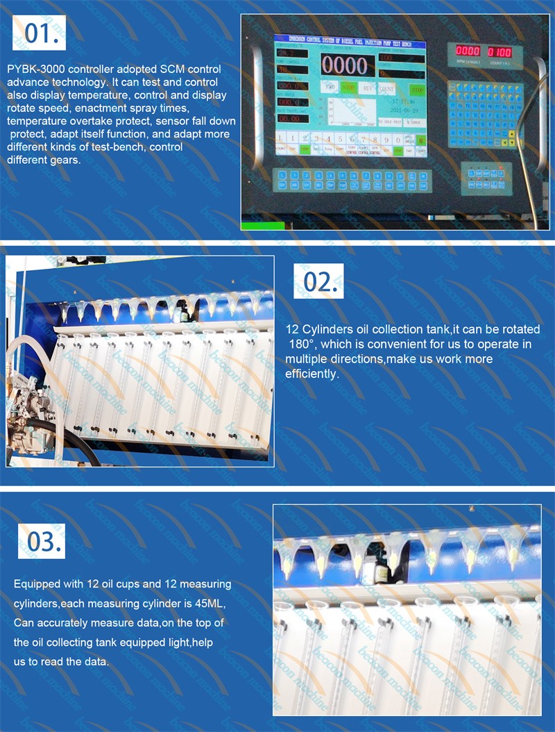 inline pump calibration, 12 cylinder test bench, mechanical governor test
